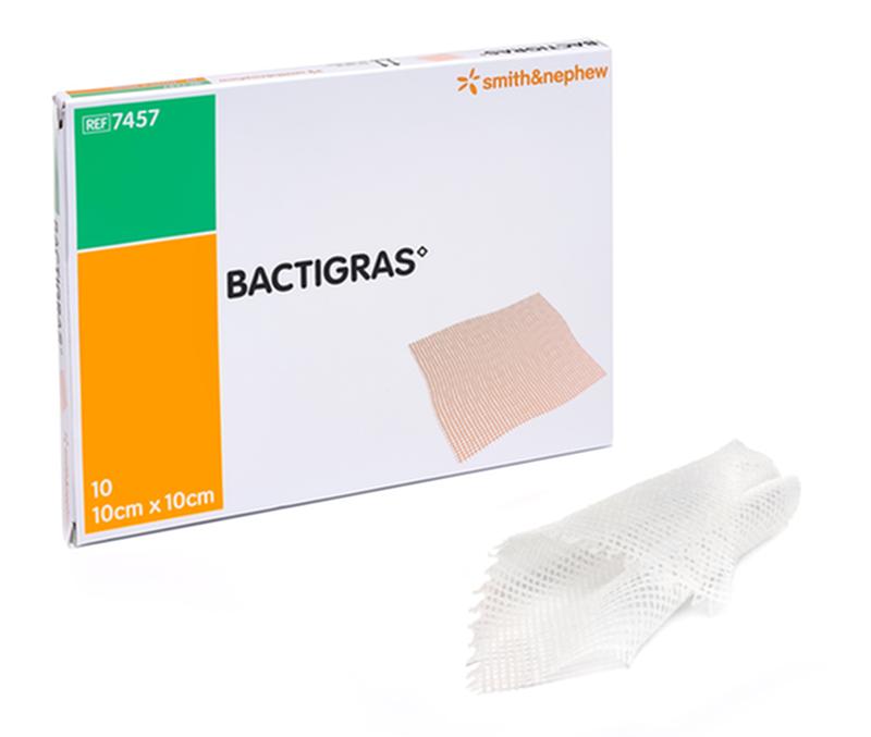 BX/10 DRESSING BACTIGRAS TOTAL ANTISEPTIC DRESSING CHLORHEXIDINE 10 X 10CM