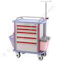 EA/1 CRASH CART WITH 5 DRAWERS 32"L, 19.8"W, 36.8"H. RED/BEIGE