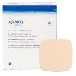 BX/10 AQUACEL NON-ADHESIVE FOAM DRESSING, 4IN X 4IN (10CM X 10CM)