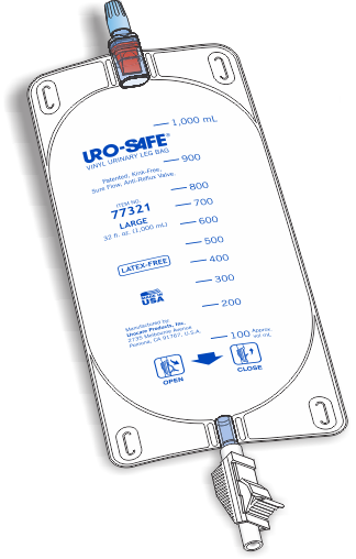 EA/1 URO SAFE DISPOSABLE VINYL LEG BAG W/ THUMB CLAMP, STERILE, LATEX LEG STRAPS, 32OZ.