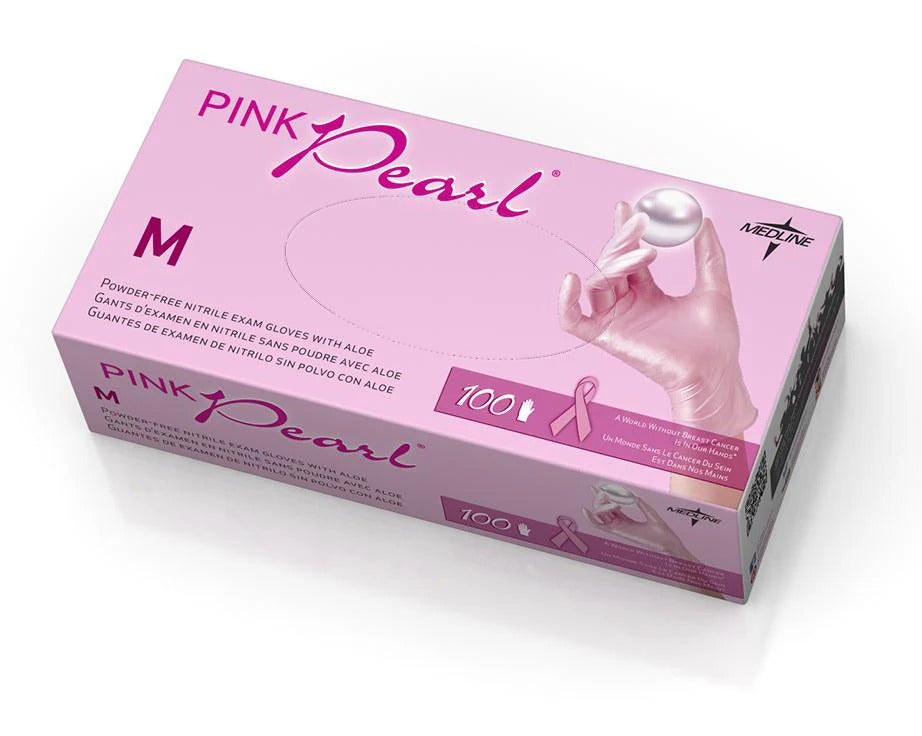 Pink Pearl Powder Free Pink Nitrile Medium 100/box